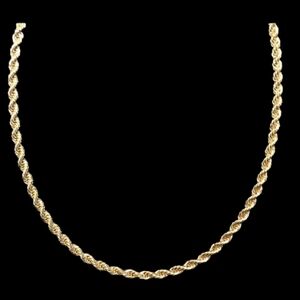 18K Italian Filled Layered Filled 4 mm Rope Chain No Tarnish